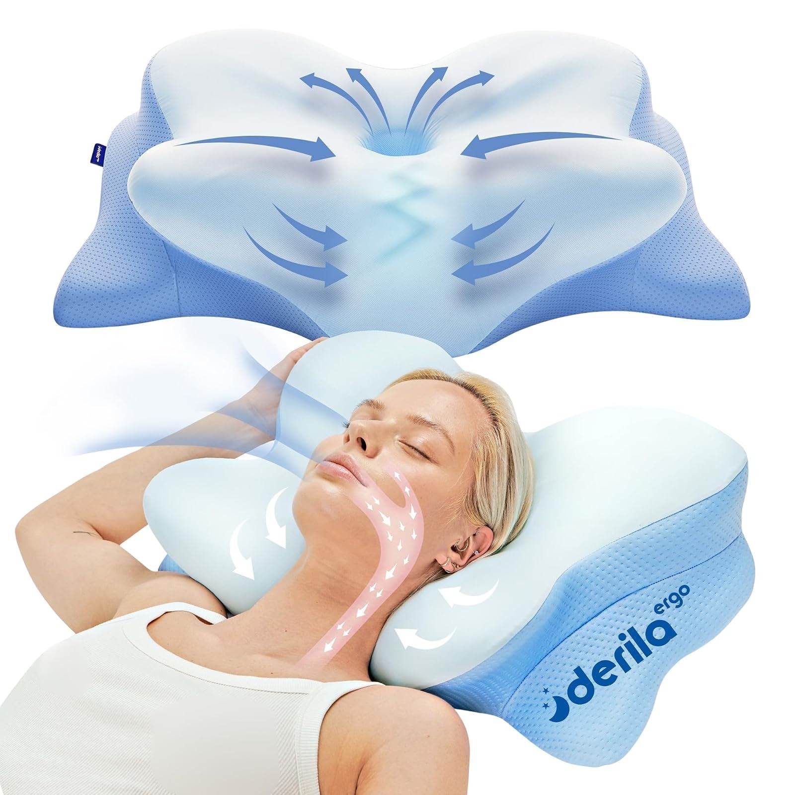 Derila Ergo Oreiller Cervical Memoire de Forme Papillon 54x3